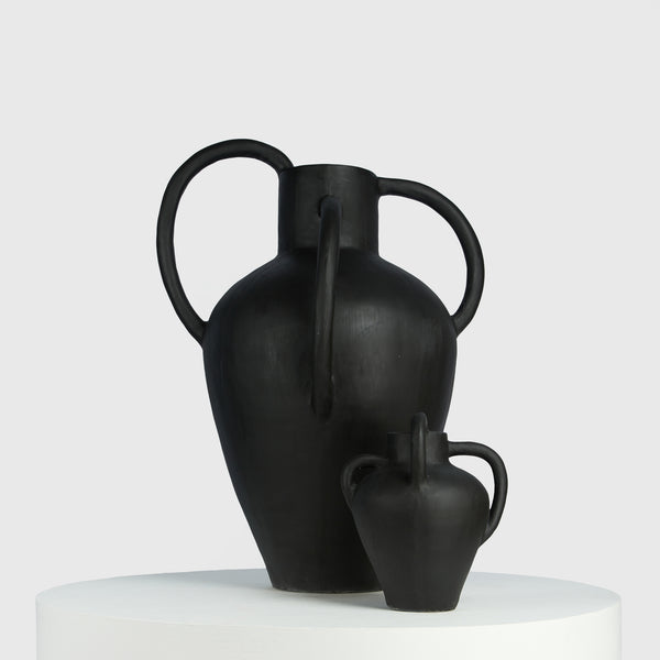 Mythos Cement Vase - Serpent Striped Sculpture