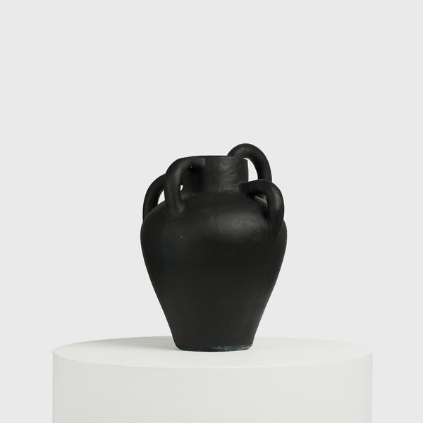 Mythos Cement Vase - Serpent Striped Sculpture