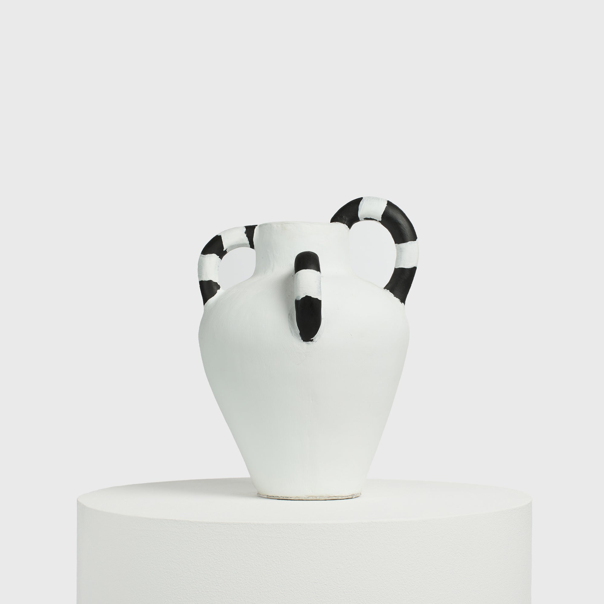 Mythos Cement Vase - Serpent Striped Sculpture