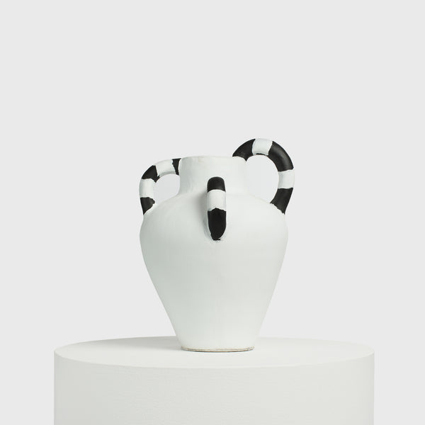 Mythos Cement Vase - Serpent Striped Sculpture