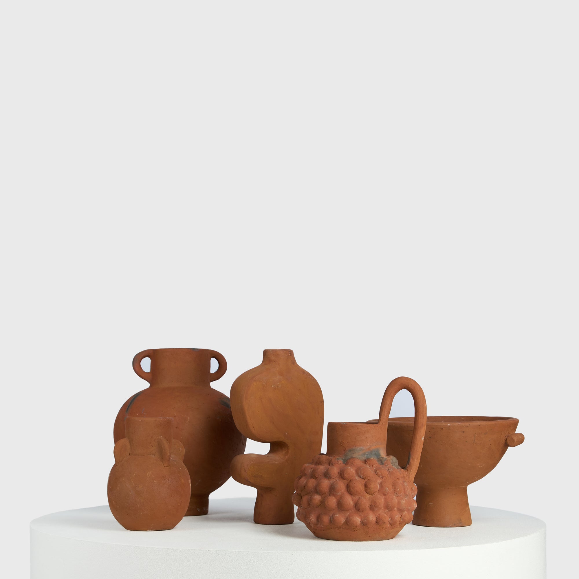 The Terra Cluster – Set of Five Raw Clay Vessels
